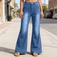 thumbnail image 3 of Wide Leg Jeans Woman 2026 Trendy Washed Blue Flared Bootcut Denim Pants with Pockets Palazzo Jeans Streetwear, 3 of 7