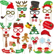 Christmas Photo Booth Props  42 Pack DIY Xmas Photography Decorations - Funny Selfie and Photo Prop Pack for Christmas and New Year Party  Winter Holidays Supplies for Kids and Adults