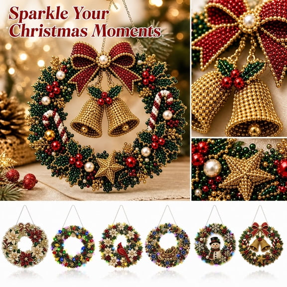 Sparkling Christmas Diamond Art Ornaments with Colorful Led Lights, Festive Hanging Craft Kit for Adult Diy Decor Enthusiasts, White Elephant Gift Set for Christmas 2026