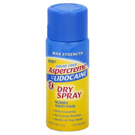 2 Pack Aspercreme Pain Relief Spray, Max Strength 4% Lidocaine, 4 oz each