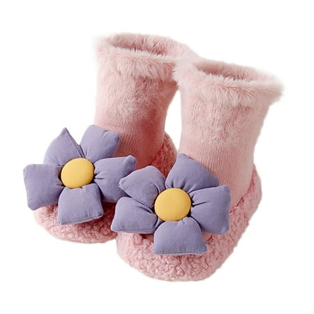 

Winter Children Toddler Boys And Girls Long Tube Sock Shoes Flat Bottomed Non Slip Plush Warm And Comfortable Cute Cartoon