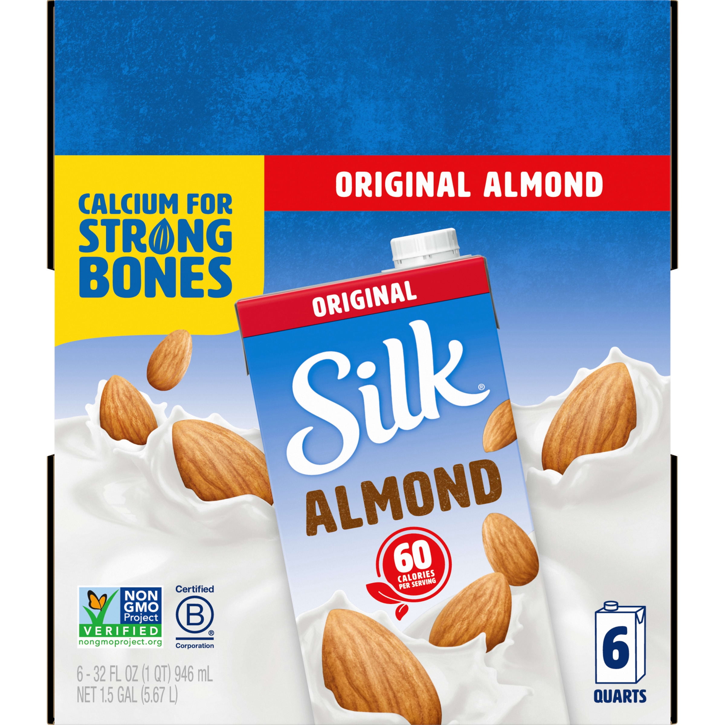 (Pack of 6) Silk Shelf-Stable Original Almond Milk, 1 Quart