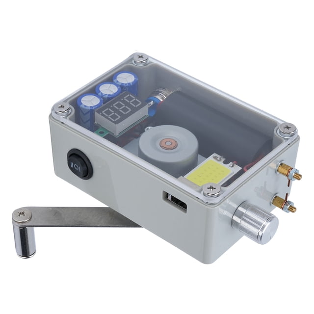 Hand Crank Generator, Stepless Dimming LCD Voltmeter 5V Hand Operated Generator for Camping