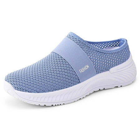 Ladies Comfort Flats for Long Walks & City Tours Shoes Women s Summer Casual Shoes Breathable Not Stuffy Feet Mesh Shoes One Stirrup Half Slippers Soft Bottom Women s Orthopedic Shoes