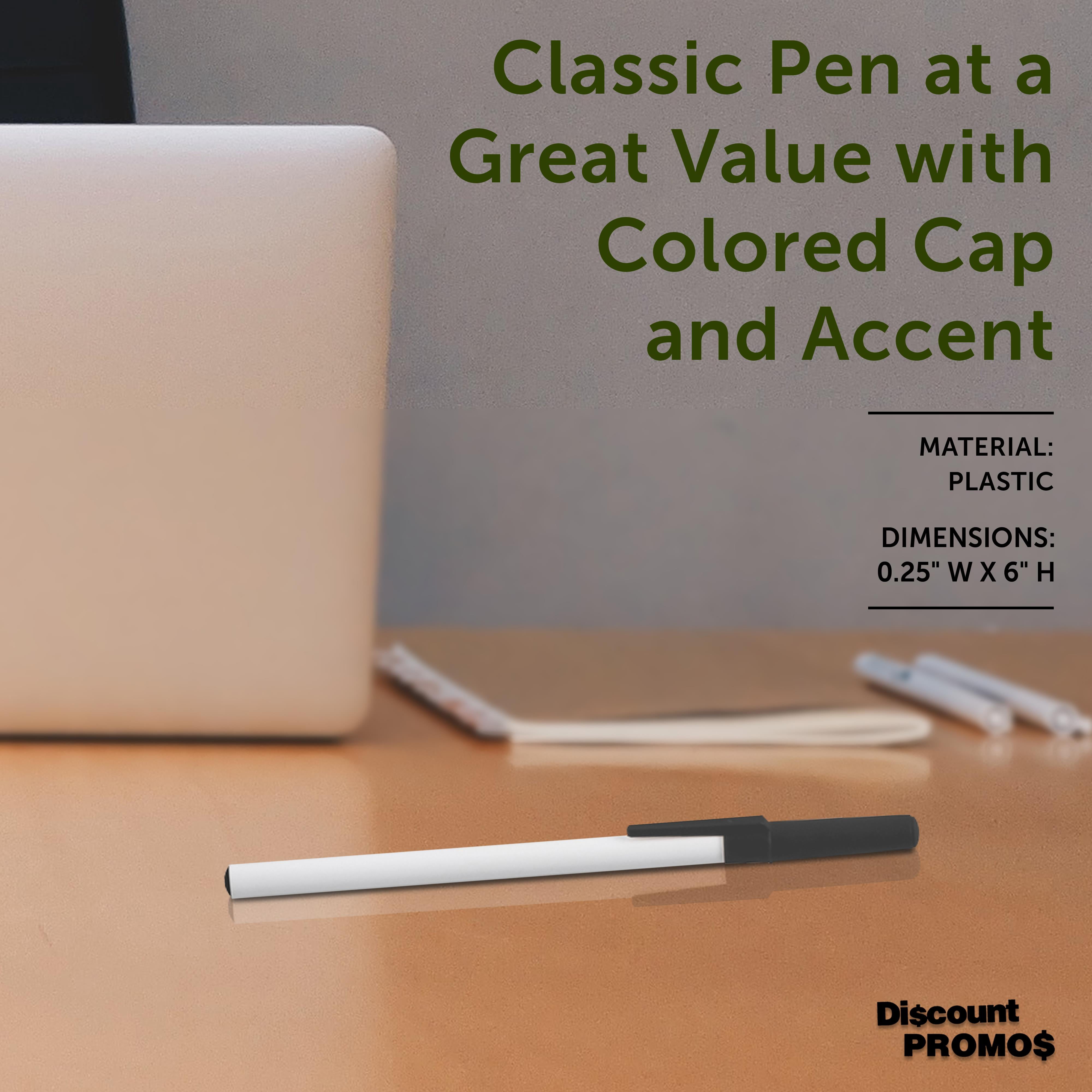 Blue Ink Value Ballpoint Pens - Black Cap, Blue Ink