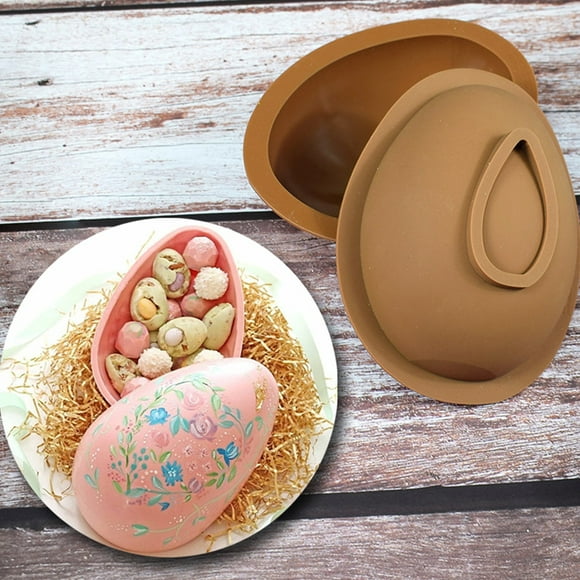 Neinkie Easter Egg Mold, Large Size 3D Dinosaur Egg Chocolate Mold Giant Ostrich Egg Cake Fondant Mould, Non-Stick Baking Tools for Sugar Craft Decorating Candy Bomb