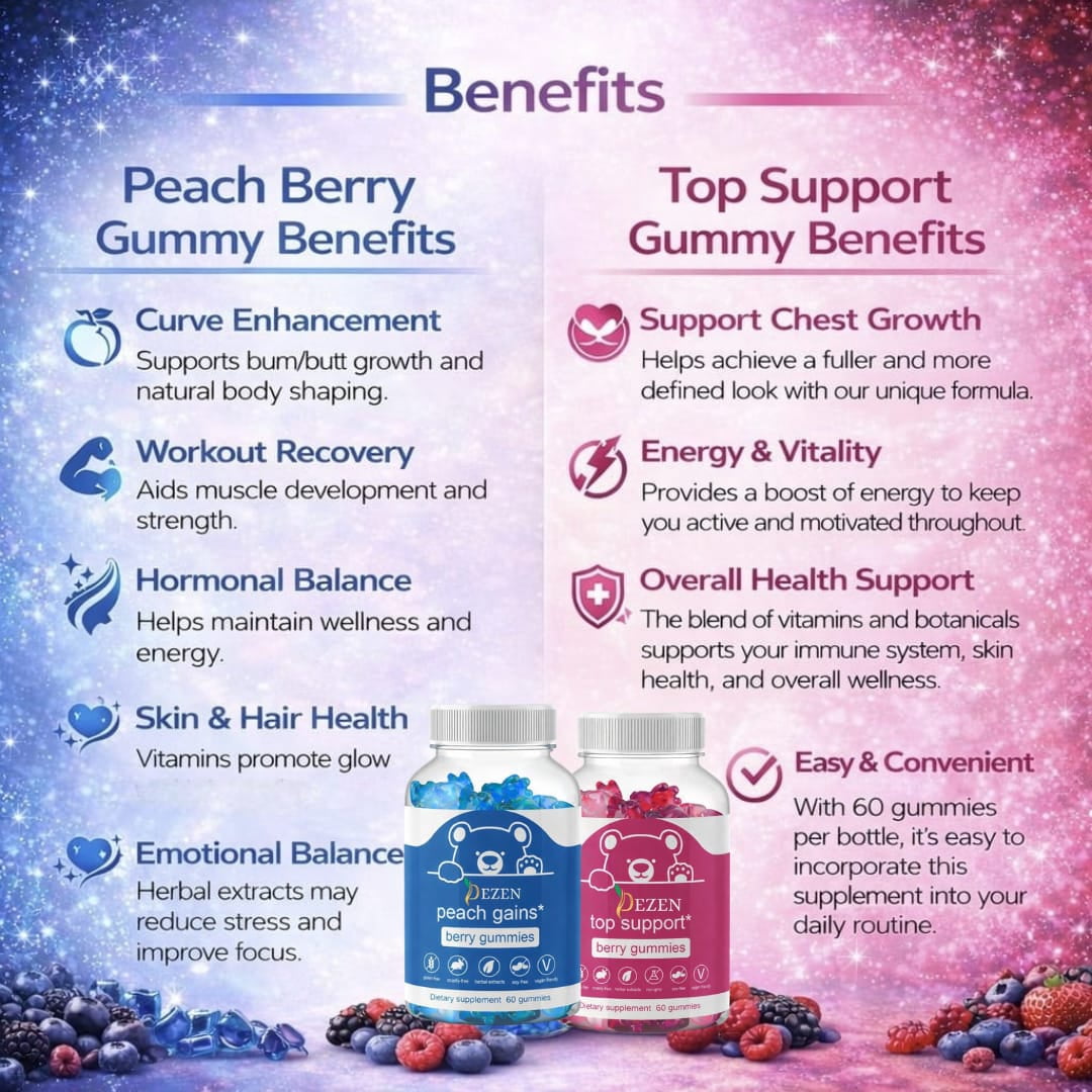 DEZEN Women Body Support Gummies Combo Pack – Curve & Feminine Wellness Supplement - 30 Servings