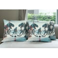thumbnail image 3 of Ambesonne Dinosaur Throw Pillow Cover Pack of 4, T-Rex Playing Ice Hockey, 4 Pcs-18" x 18", Petrol Blue Pale Ruby, 3 of 5