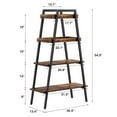 thumbnail image 3 of VECELO 4-Tier Metal Ladder Shelf, Storage Bookshelf Furniture Storage Rack Shelves, Plant Flower Stand for Living Room/Home/ Office, Brown, 3 of 13
