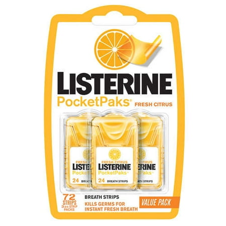 Listerine: Pocketpacks Fresh Citrus 24-Strip Packs Breath Strips, 72 ct