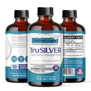 TruSILVER Optimized 20 PPM Bio-Active Colloidal Silver Liquid Solution in 32 oz. Dark Glass Bottle by Thrival Labs | Nano Ions and Particles for Superior Immune Support (192 Servings)  Bulk Size