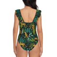 thumbnail image 6 of Yiaed Jungle Leopard Yellow Print Women's Ruffled One Piece Swimsuit V Neck Swimwear Slimming Monokini for Woman-X-Large, 6 of 8