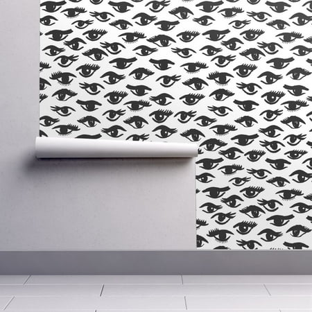 Beauty Wallpaper - Wallpaper Roll or Sample: Eyes Makeup Beauty Black And White Fashion Mascara