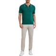 thumbnail image 2 of INSPIRE CHIC Father's Day Men's Formal Polo Solid Color Short Sleeved Zipper Slim Fit Classic Polo Shirts M Green, 2 of 5