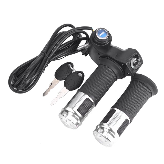 1 par de aceleradores giratorios con pantalla LED de voltaje universal para scooters eléctricos de 12-99 V (plata)