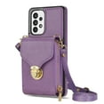 thumbnail image 2 of for Samsung Galaxy A52 5G/4G Case Wallet with Shoulder Strap for Women - Crossbody Lanyard,Zipper Pocket,Credit Card Holder,Shockproof - Metal Buckle Closure Premium PU Leather Case, Purple, 2 of 10