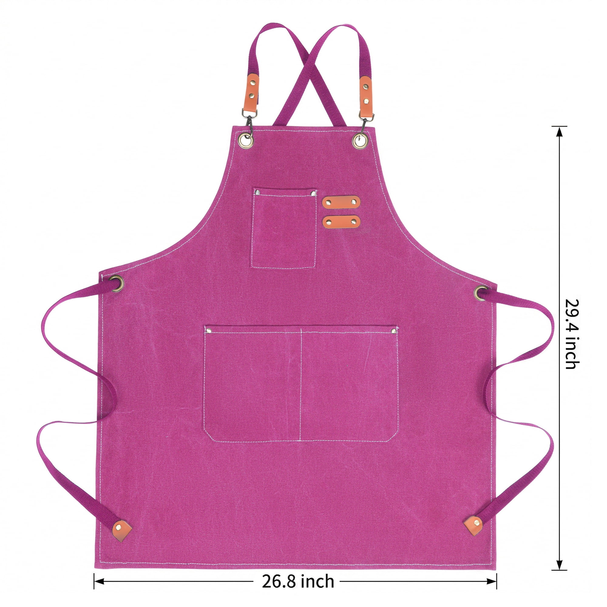 Unique Bargains Adjustable Long Waist Kitchen Apron with Pockets for People Pink