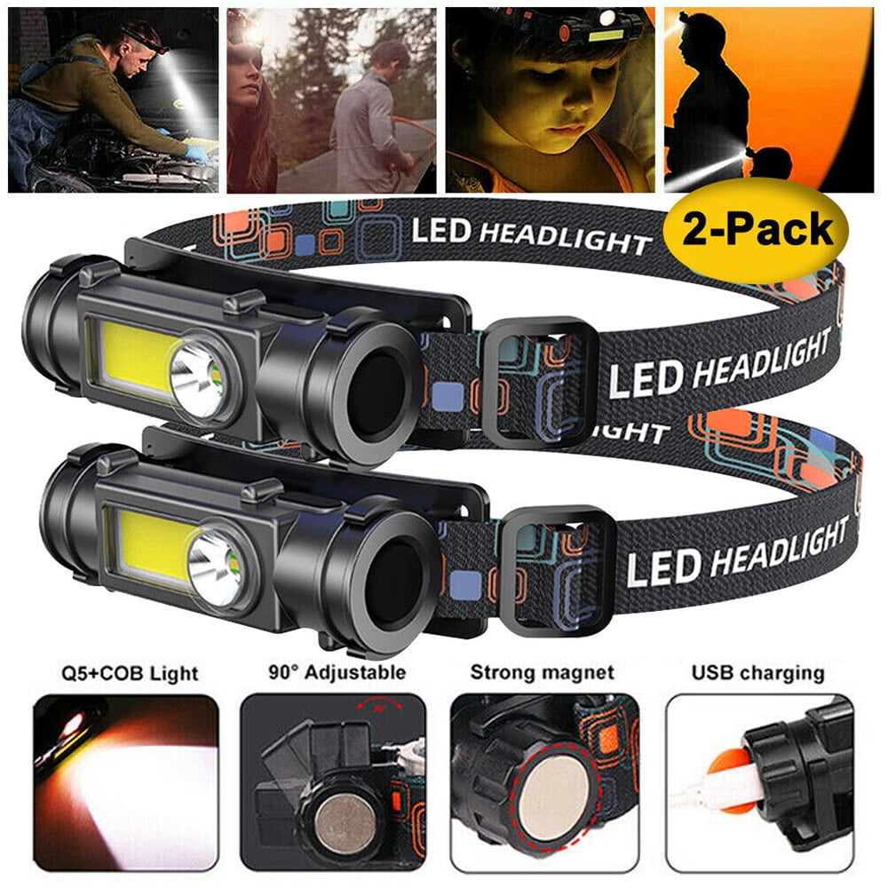 Xhy LED Headlamp, 2Pack Rechargeable Head Lamp 1000 Lumen Super Bright