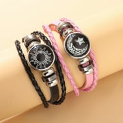 Sun Moon Lover Leather Bracelets - Vintage Punk Multi-Layer Braided, Couple Gift Jewelry