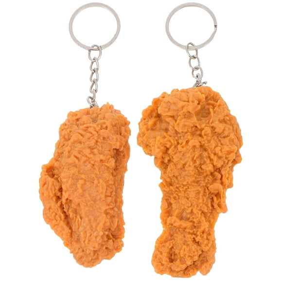 2 piezas de llavero de pollo cocido con llavero de pollo frito llave de pollo cocido anillo de llave