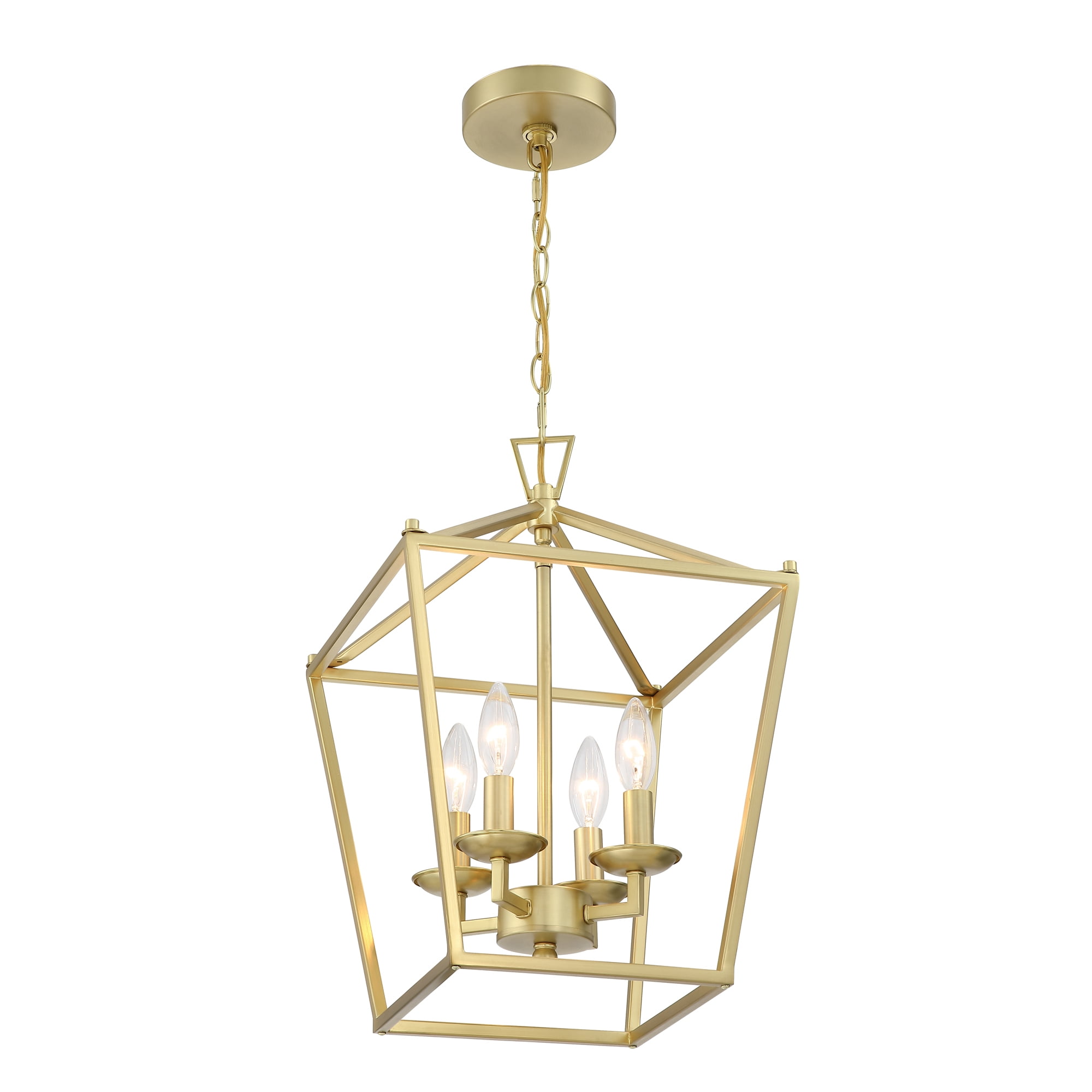 12" 4-Light Gold Pendant Lighting for Kitchen Geometric Ceiling Mount Light Fixture with Adjustable Hanging Chain for Dining Room, Hallway