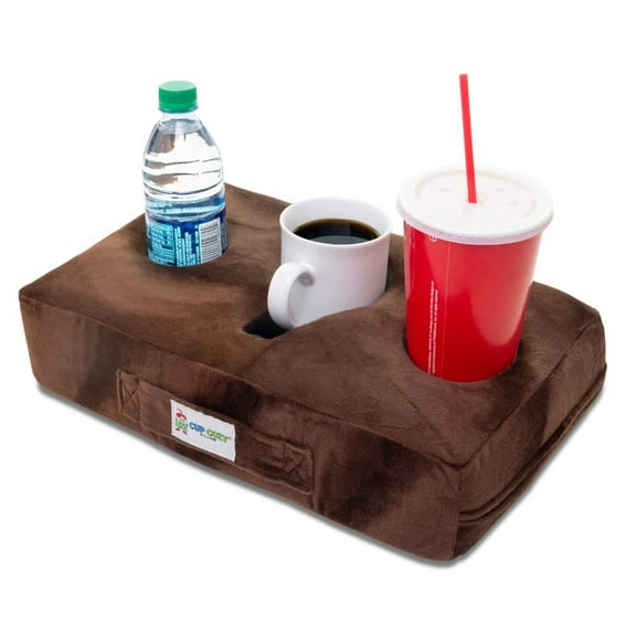 The Original Cup Cozy Pillow 3 Hole Brown-As Seen on TV-Cup Holder Caddy for Couch, Sofa, Bed, Car, RV, Park, Beach, & More!