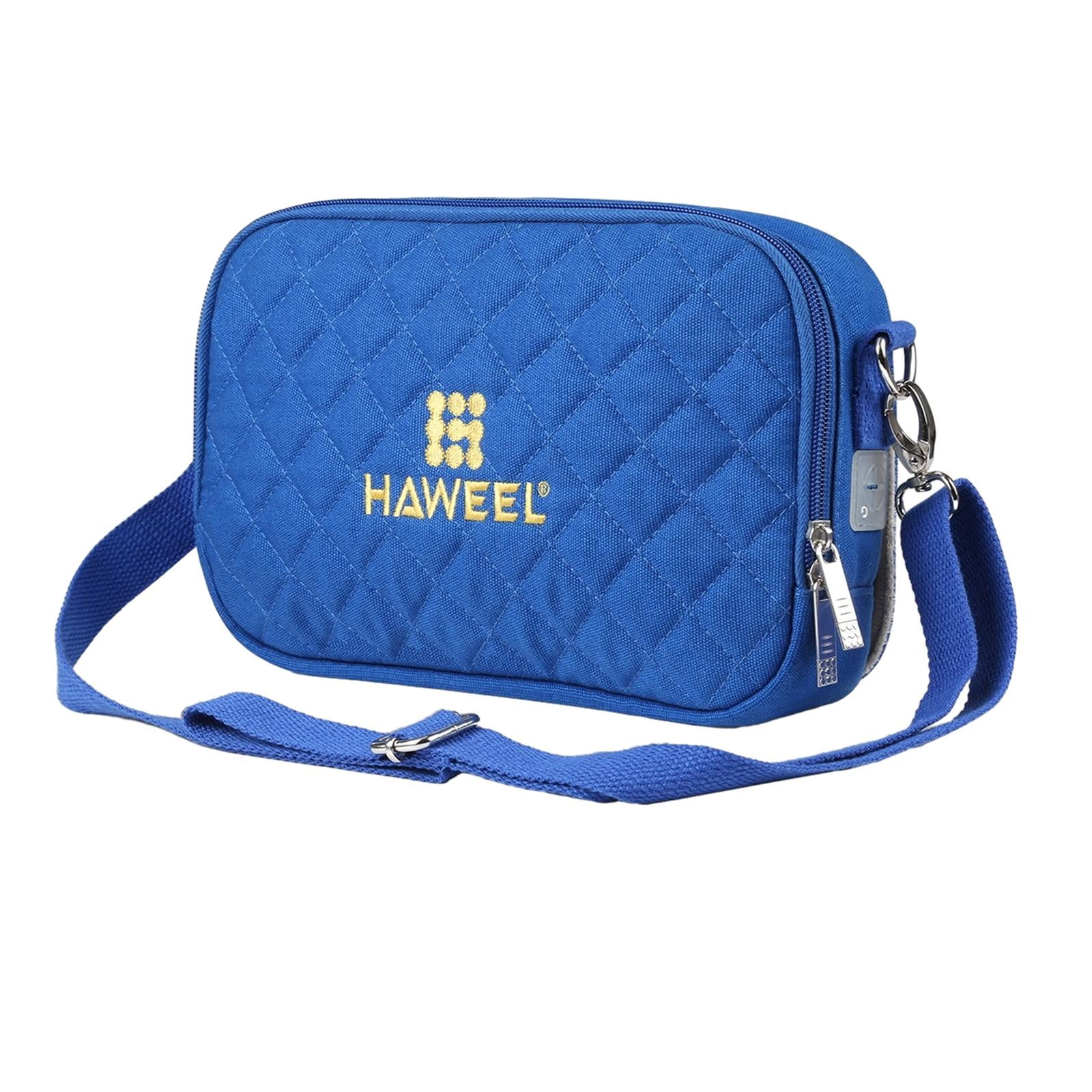 harayaa Cross Shoulder Hand Warmer Storage Bag Prevent Overheating Canvas Warmer Bag USB Blue