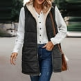 thumbnail image 5 of Baberdicy Puffer Vest Womens 2023 Fall Reversible Vests Sleeveless Womens Winter Coats Zip up Hoodie Pockets Long Warm Winter Coat Outerwear Sweater Vest Black, 5 of 9