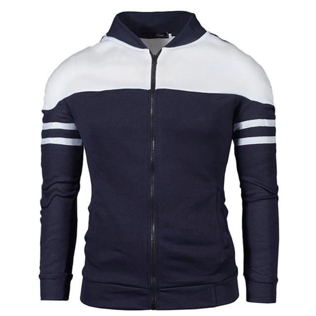Babysbule Mens Jackets Clearance Men's Autumn Fashion Color Matching Splicing Jacket Sweater Casual Jacket