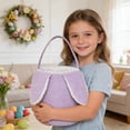 thumbnail image 5 of Purple Corduroy Easter Rabbit Basket For Kids Candy Egg Hunt Toy Storage Pouch Purple, 5 of 7