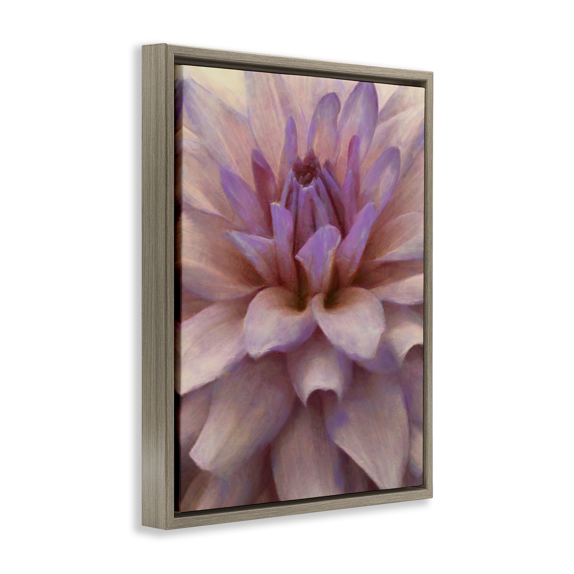 Stupell Industries Purple Dahlia Petals Botanical & Floral Painting Brown Floater Framed Art Print Wall Art, 25 x 31