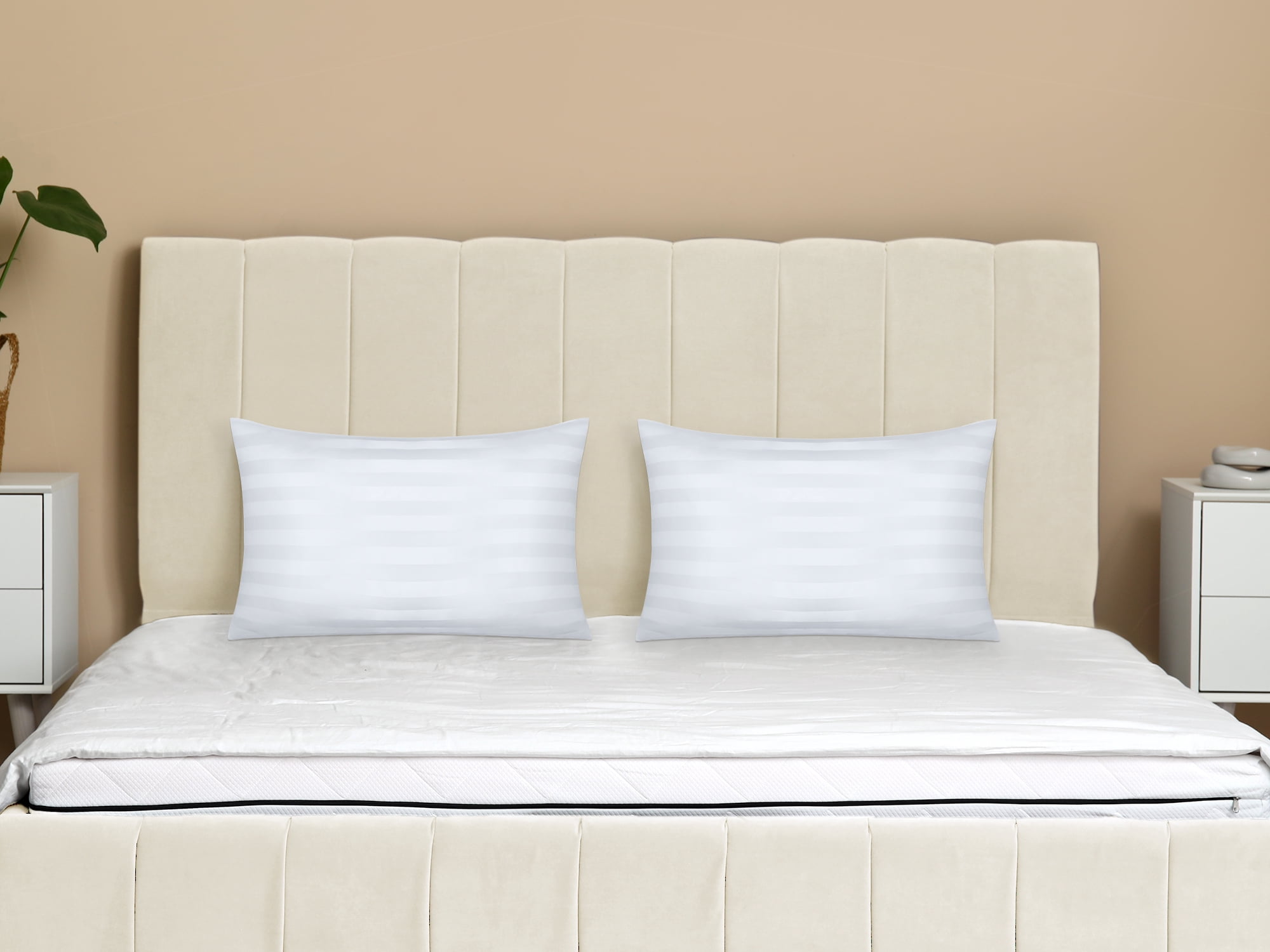Unique Bargains Satin Pillow Cases Set of 2 Pillow Covers Queen White
