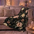 thumbnail image 5 of Spaced Blush Roses With Golden Botanical Sprigs, Cozy Flannel Blanket with Airy Vintage Botanical Print, Housewarming Gift for Vintage Rose Enthusiasts, Home Decor for Bedroom and Living Room, 5 of 7