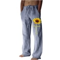 thumbnail image 1 of toraway Pantalon Cargo d'Été pour Hommes Mode Décontractée Petite Impression Coton et Lin Poches Lacets Grande Taille P, 1 of 4