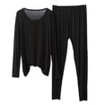thumbnail image 2 of Juslio Pajamas for Men Solid V-Neck Modal Long Sleeve Tops and Pants 2-Piece Matching Pajamas Sets 2XL, 2 of 6
