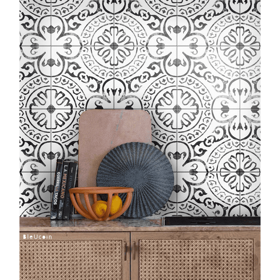 Bleucoin Amalfi Peel & Stick Vinyl Tile Stickers – Stylish, Water-Resistant, Renter-Friendly, Removable | Pack of 44 Pieces for DIY Home Improvement