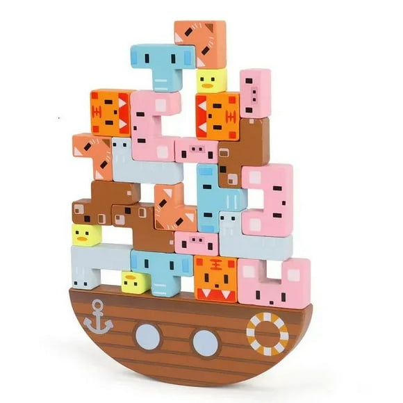 Wooden Animal Balance Blocks Childrens Educational Toy Assembly Stacking High Ship Desktop Games 240110