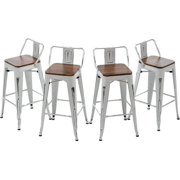 Andeworld Bar Stools Set of 4 Counter Height Stools Industrial Metal