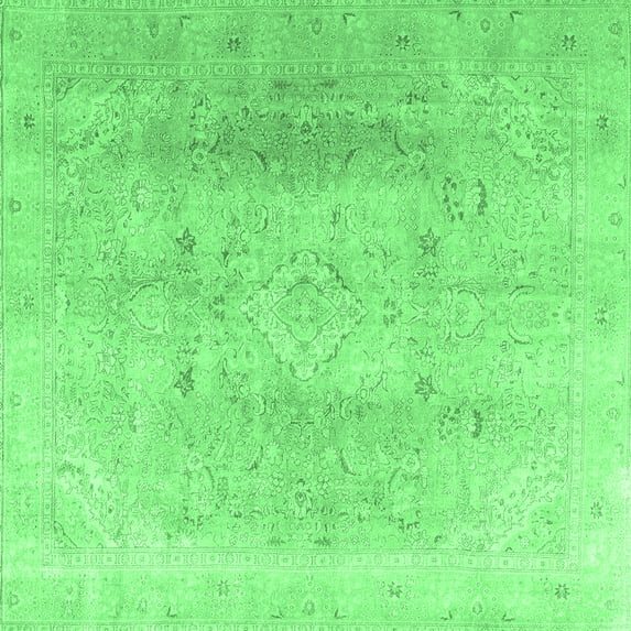 Ahgly Company Indoor Square Persian Emerald Green Traditional Area Rugs, 4' Square