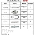 thumbnail image 5 of Shade Sail Hardware Kit for Sun Shade Sail Installation 316 Anti-Rust Stainless Steel 6 Inches Courtyard Driveway Garden 60PCS B, 5 of 5