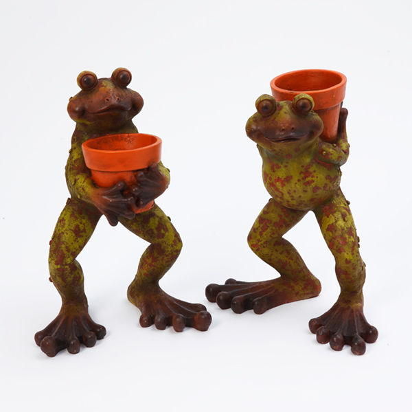 14'' High Resin Frog Planters Set of 2