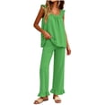thumbnail image 4 of Lmueinov Womens Pajamas Set 2 Piece Ruffle Pajama Soft Tank Tops and Long Wide Pants Pocket Sleepwear Lounge Sets for Women Set Sleeveless, S-2XL, 4 of 8