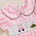thumbnail image 4 of Baby Rompers Girl Ventilated Collared Short Sleeve Ruched Graphic Print Bodysuit Outdoor Wear Girls Jumpsuit 6 Months-12 Months, 4 of 7