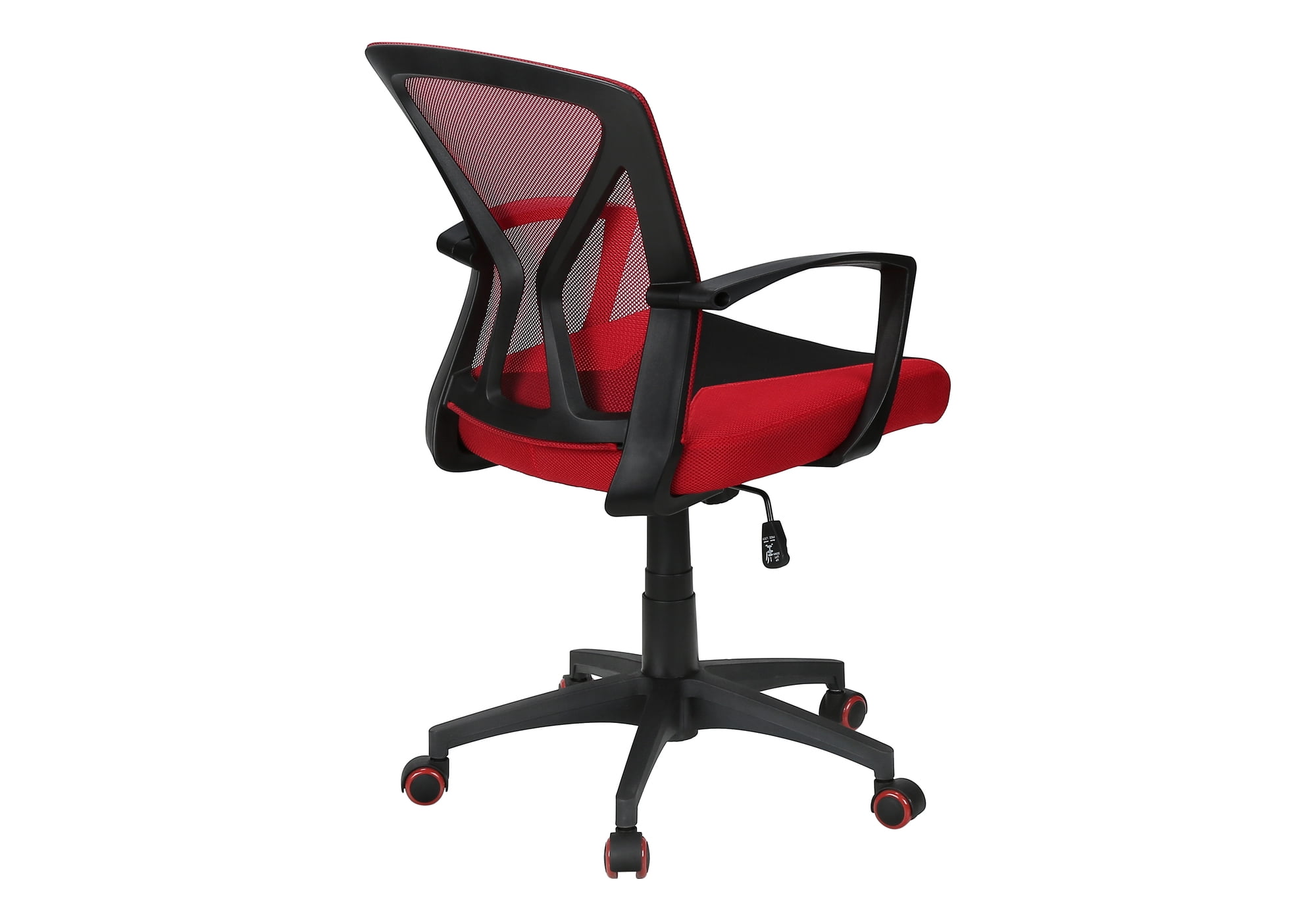Monarch Specialties - Chaise De Bureau, Hauteur Réglable, Pivotant, Ergonomique, Accoudoir, Bureau Informatique, Travail, Maille Rouge, Métal Noir, Contemporain, Moderne