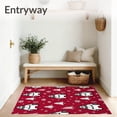 thumbnail image 3 of ODIKA 8'x10' Machine Washable Non-Slip Area Rug, Joyful Winter Wonderland Featuring Snowman and Frosted Pine Trees High Traffic Rug with Pad, Red, 617900, 3 of 8