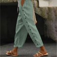 thumbnail image 2 of Diufon Cotton Linen Womens Pants Stripe Printed Lounge Pants High Waist Drawstring Pants with Pockets, 2 of 7