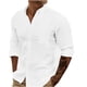 thumbnail image 2 of pstuiky hombres de manga larga, Camisa de negocios informal de manga larga con botones y cuello vuelto de color entero para hombre top de hombre l, 2 of 6