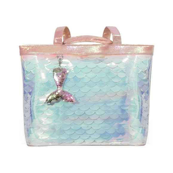 Bolsa Dama Tipo Sirena Corte Tote Escamas Tornasol Rosa Importadora La Merced Con Llavero Cola De Sirena