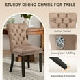 thumbnail image 6 of DONICK Velvet Upholstered Dining Chair Set of 2,Modern Tufted Kitchen Chairs Nailhead Lion Pull Ring Black Wood Legs(khaki), 6 of 9