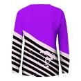 thumbnail image 5 of Cmfcve Sweatshirt for Women Striped Contrast Casual Tunic Tops Crew Neck Long Sleeve Pocket Loose Pullover, 5 of 6